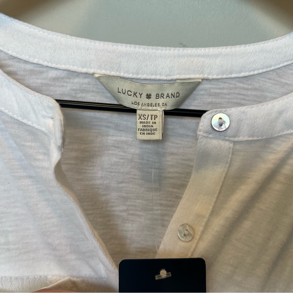 NWT Lucky Brand Women's Mixed Media Short Sleeve Cotton & Modal Henley - size XS - Picture 6 of 10